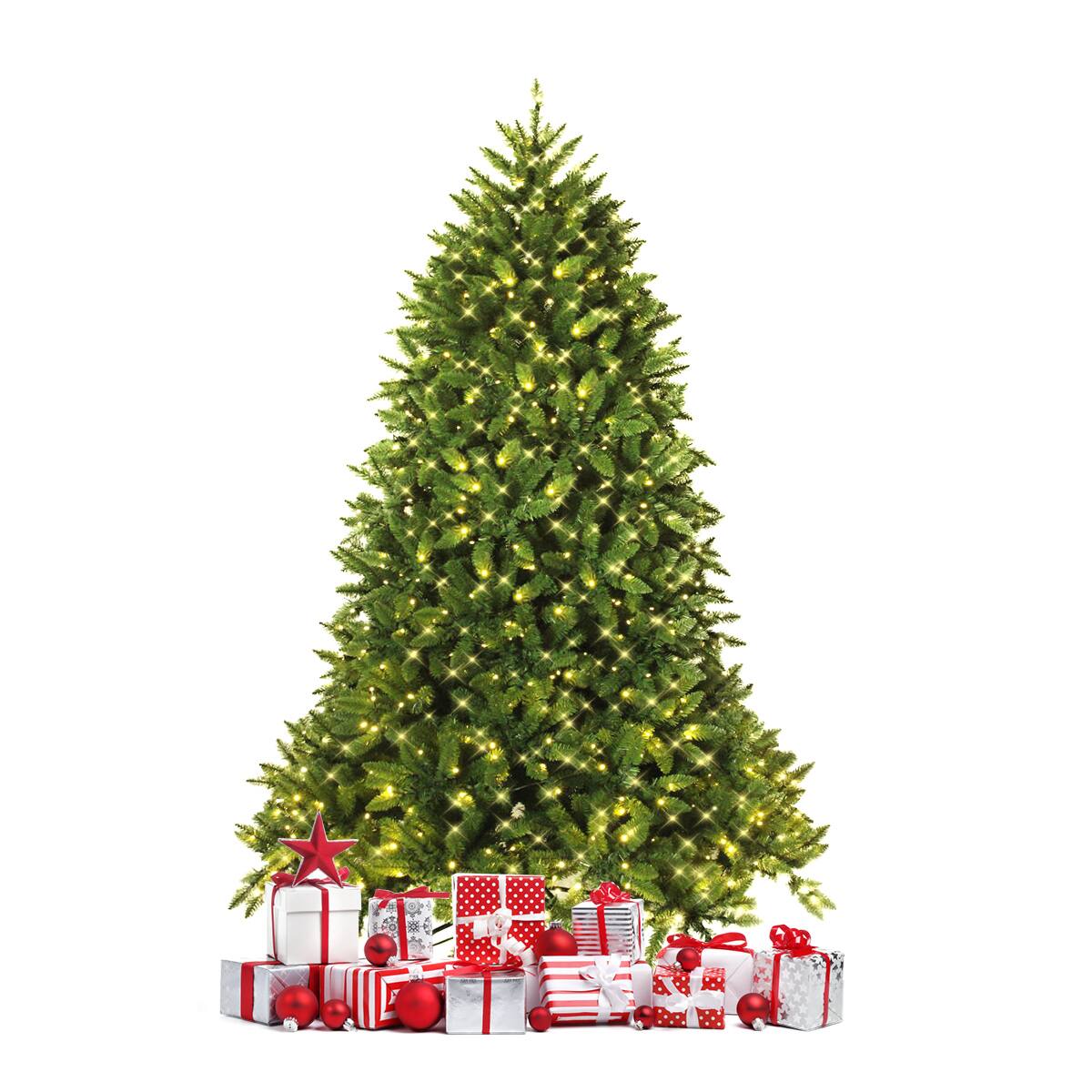 Alt View 20. Costway - 6ft Pre-lit PVC Christmas Fir Tree Hinged 8 Flash Modes w/ 650 LED Light - Green.