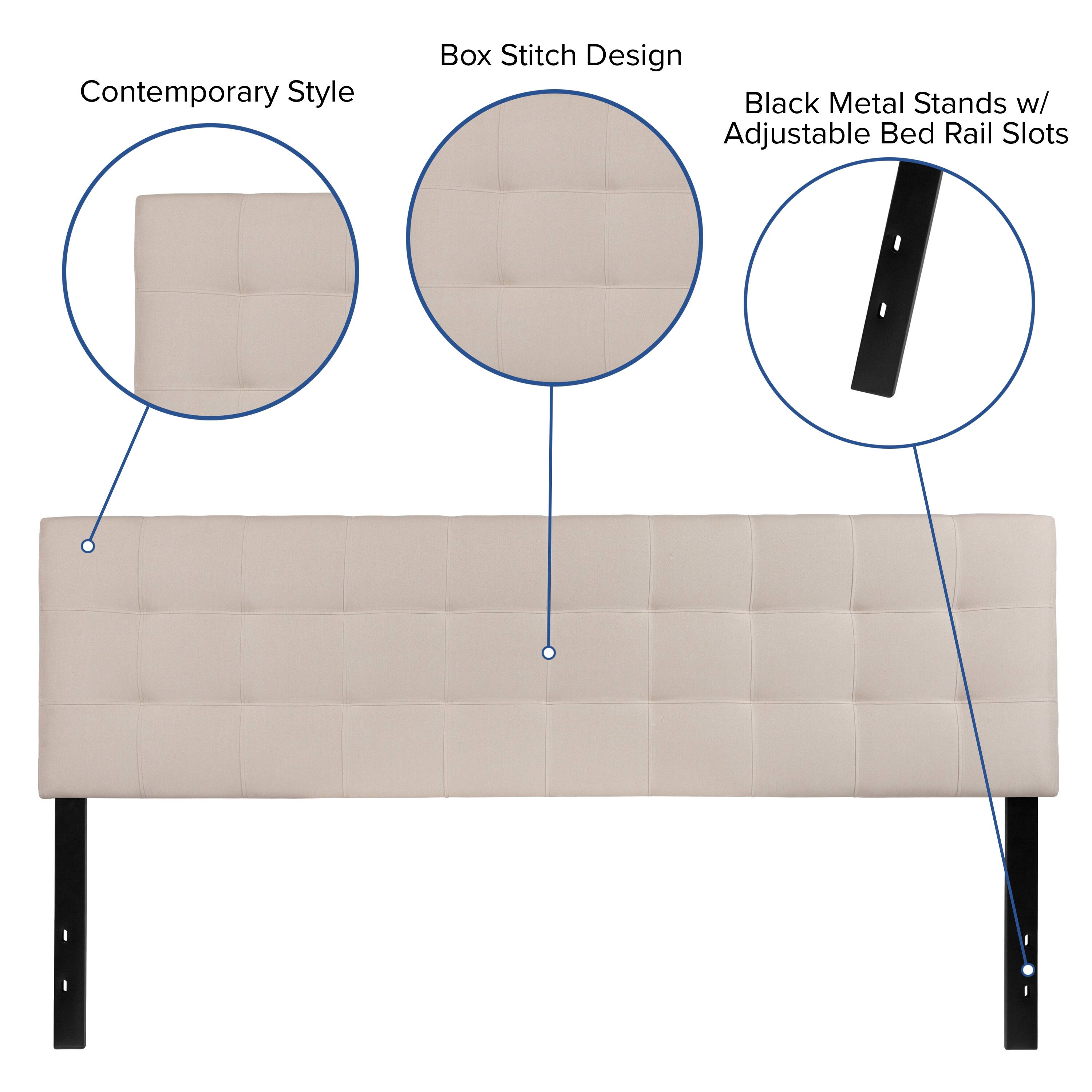 Contemporary Style Box Stitch Design Black Metal Stands w/ Adjustable Bed Rail Slots