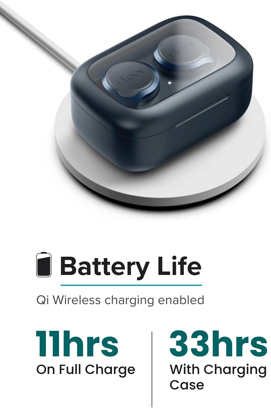 cleer cleer Battery Life Qi Wireless charging enabled 11hrs On Full Charge 33hrs With Charging Case