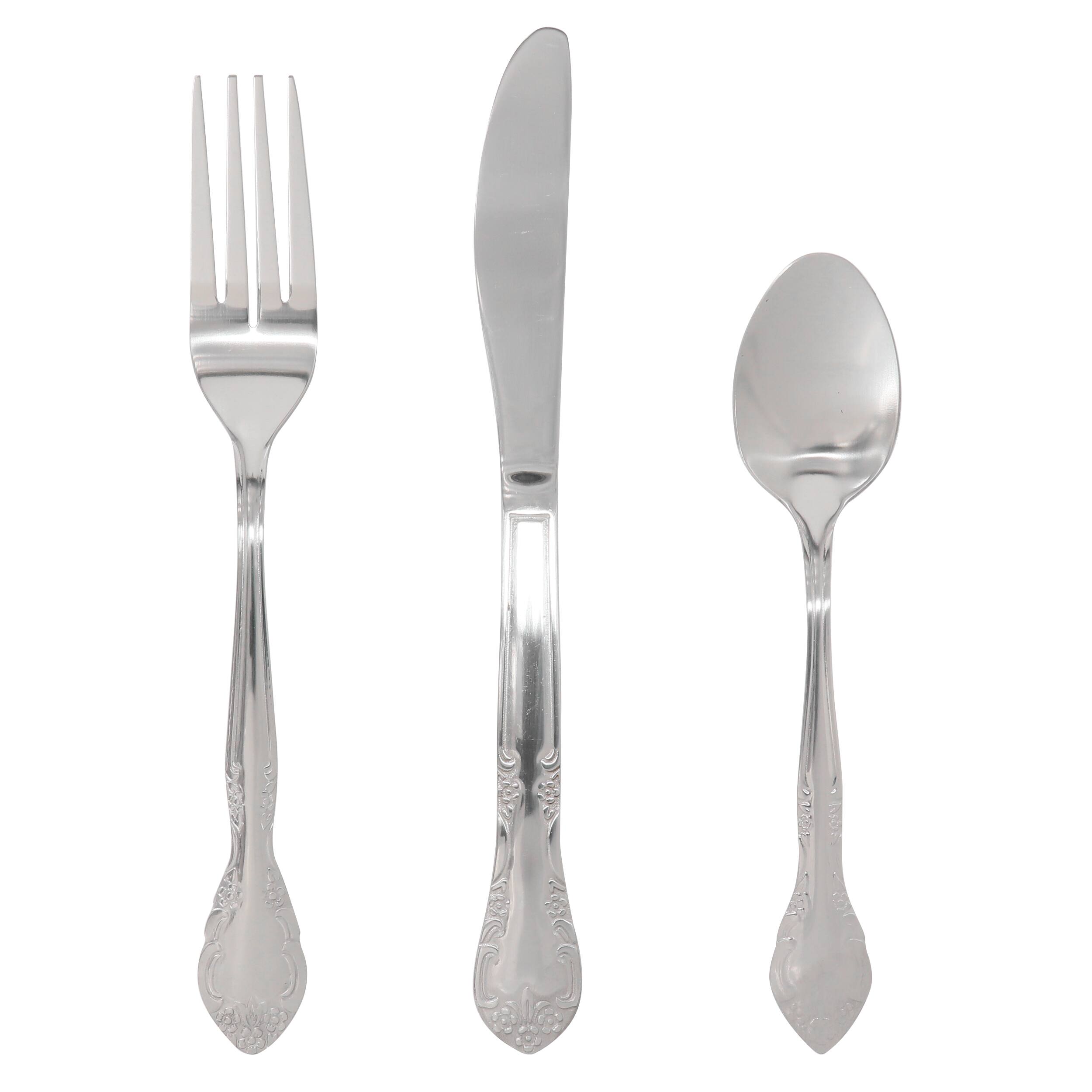 Front. Gibson - Gibson Everyday Fairmont 3 Piece Stainless Steel Flatware Set - Silver.