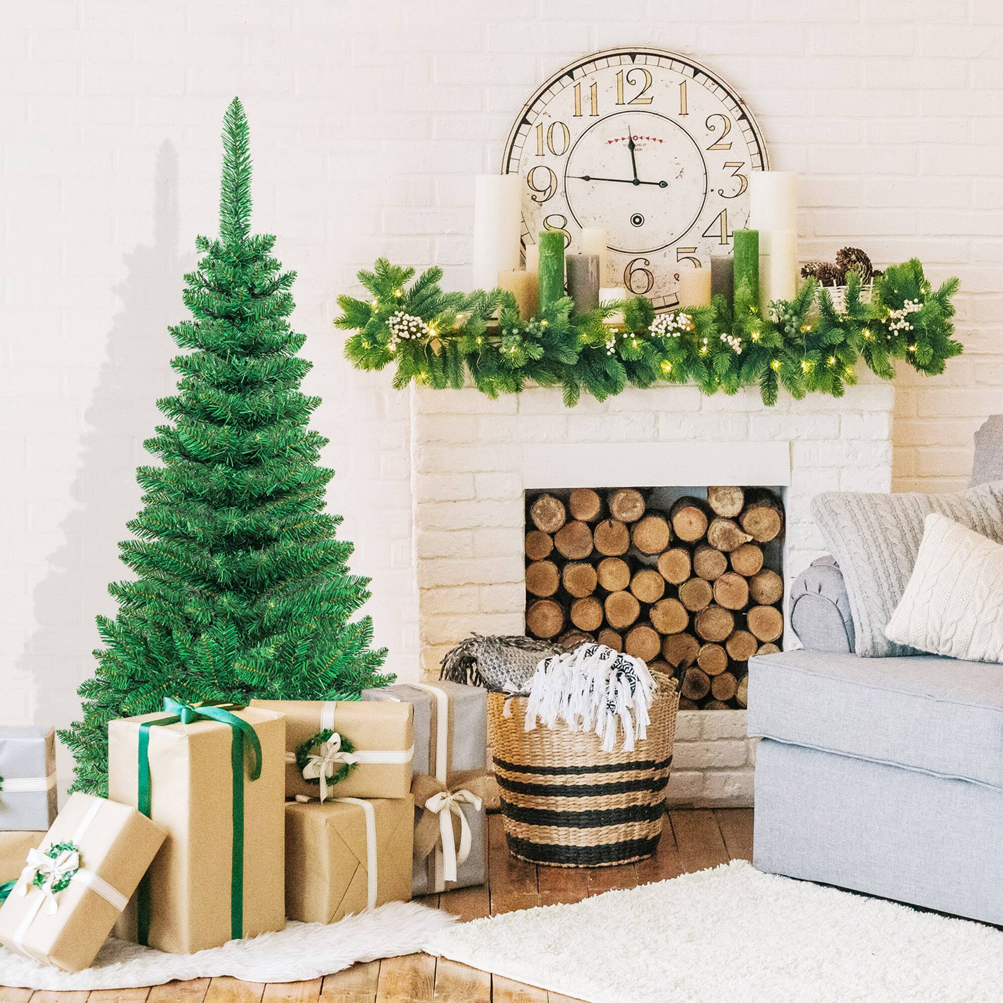 Alt View 2. Gymax - Gymax 4.5ft Pre-Lit Pencil Christmas Tree Traditional Indoor Decoration - Green.