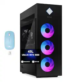 HP - OMEN 45L Desktop PC (Ultra 9- 285K, 64GB, 4TB SSD, GeForce RTX 5090, Win 11 Pro) w/Dockztorm Wireless Mouse - Black