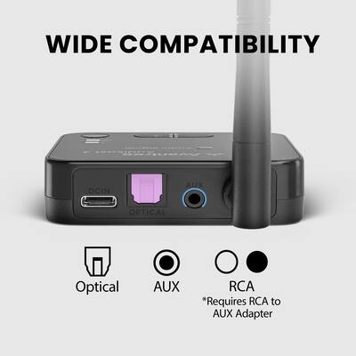 Avantree Certified AptX HD Bluetooth 5.0 Transmitter Receiver For TV, Low Latency Wireless Audio Adapter For Headphone, Long Range, Voice Guide, Touch Screen, Splitter For Wire & Wireless - Oasis Plus