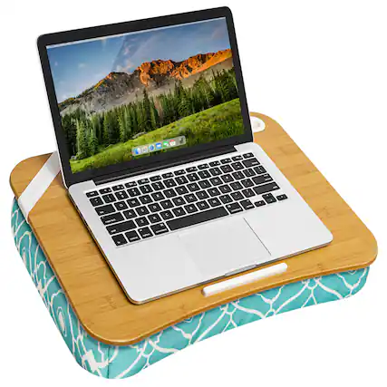 Front. LapGear - Designer Lap Desk (Fits up to 15.6" Laptop) - Aqua Trellis.