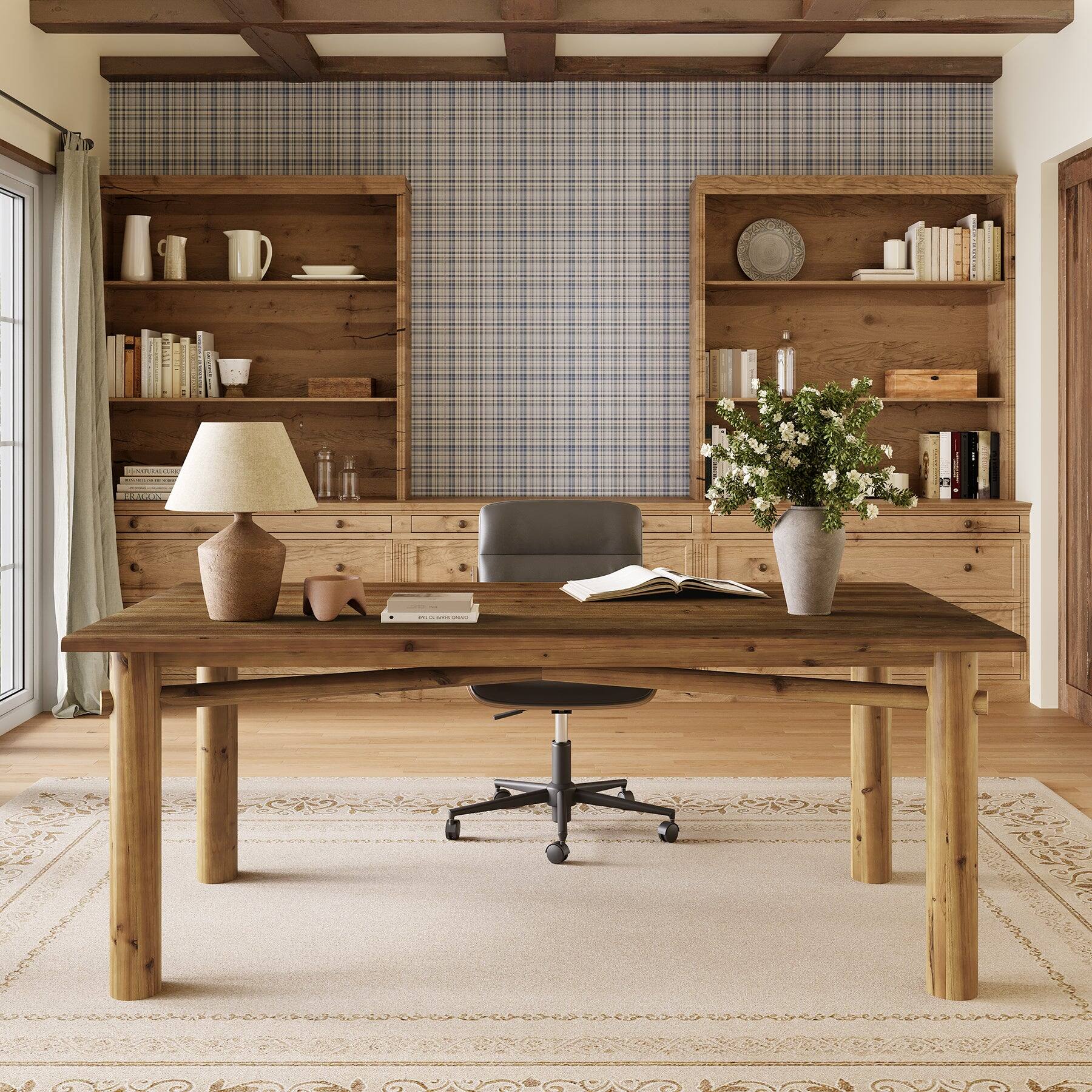 Alt View 1. Tribesigns - Office Executive Desk with Solid Wood Construction, for Computer Work and Writing in Home Offices - Brown.