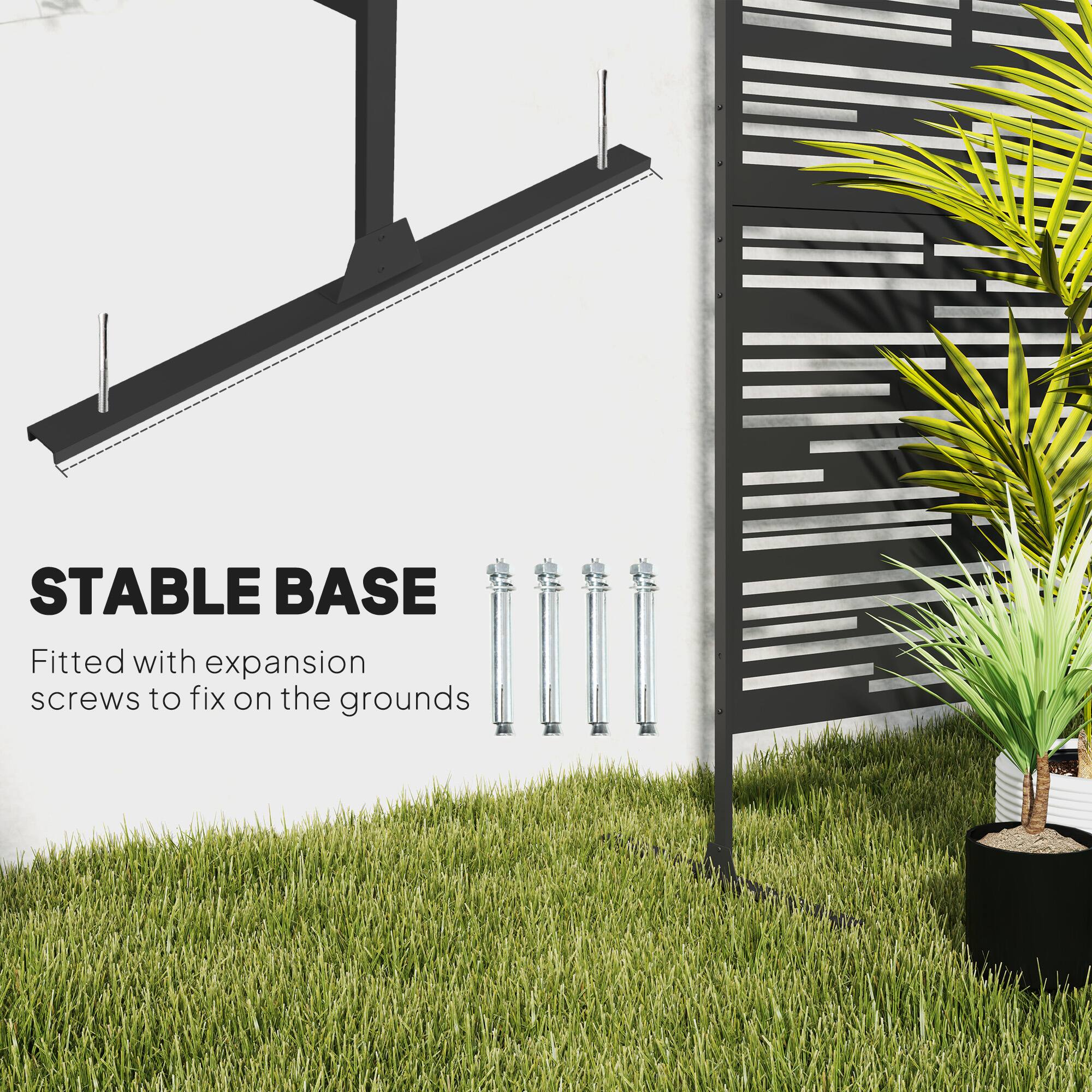 STABLE BASE
Fitted with expansion screws to fix on the grounds