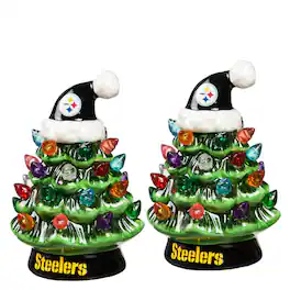 Evergreen Enterprises - Pittsburgh Steelers 2-Pack 4" Ceramic LED Christmas Tree Set - Multicolor