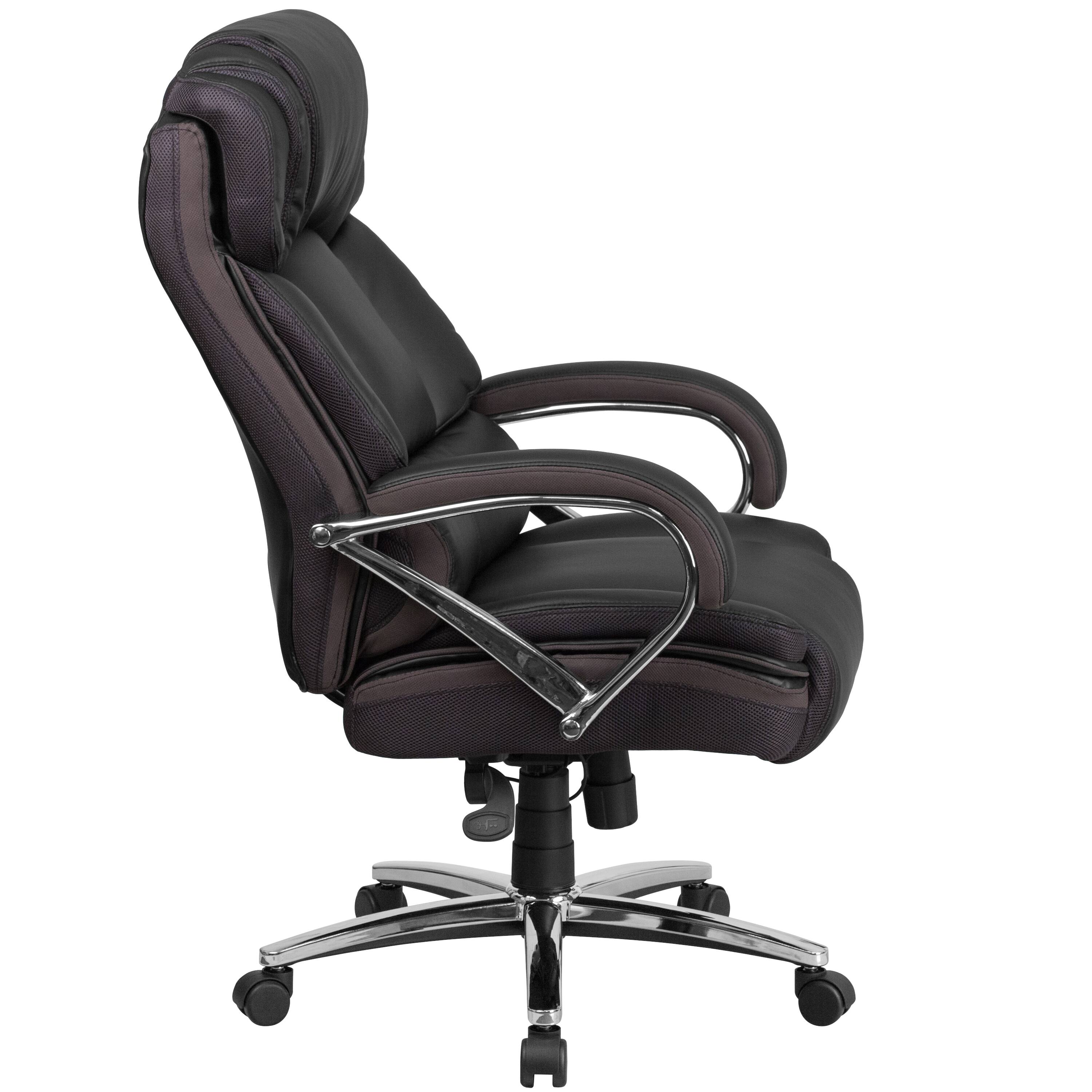 Alt View 3. Emma + Oliver - Big & Tall 500 lb. Rated Leather Executive Swivel Ergonomic Office Chair with Chrome Base and Arms - Black.