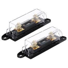 Unique Bargains - 2 Sets 150A 32V ANL Fuse Holder Kit with 150A Fuse, 0/2/4/8 Gauge AWG Inline Fuse Block for Car Audio - Black Gold