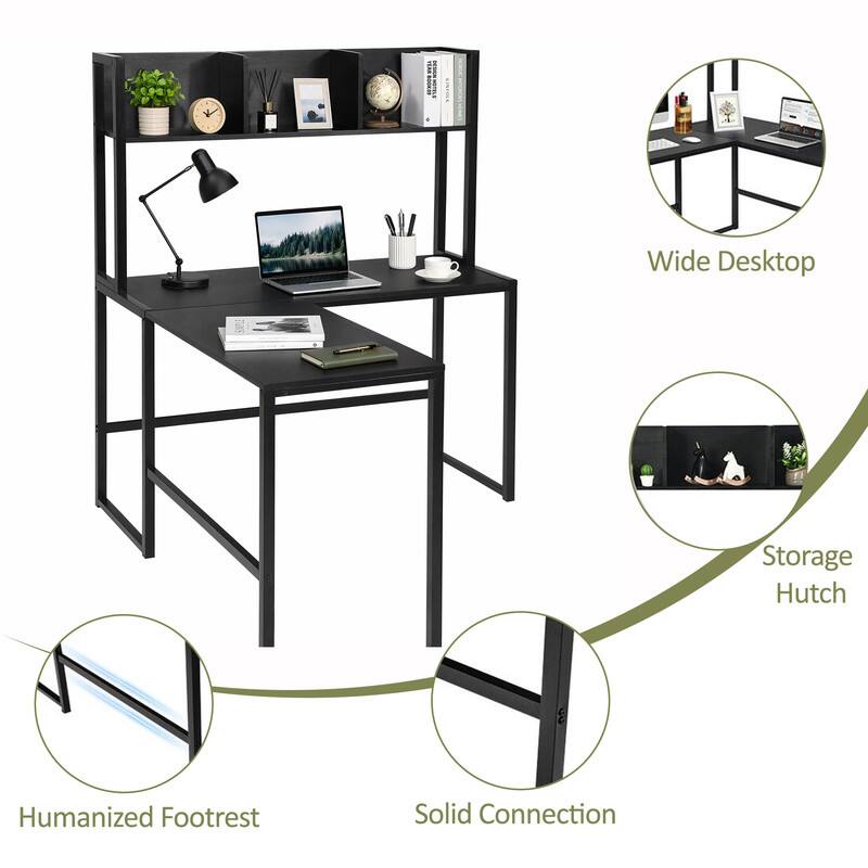 Wide Desktop Storage Hutch Humanized Footrest Solid Connection