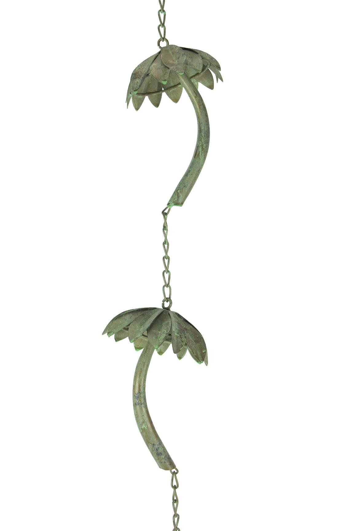 Alt View 1. Things2Die4 - Metal Tropical Palm Tree Rain Chain with Attached Hanger 72 inch - Bronze.