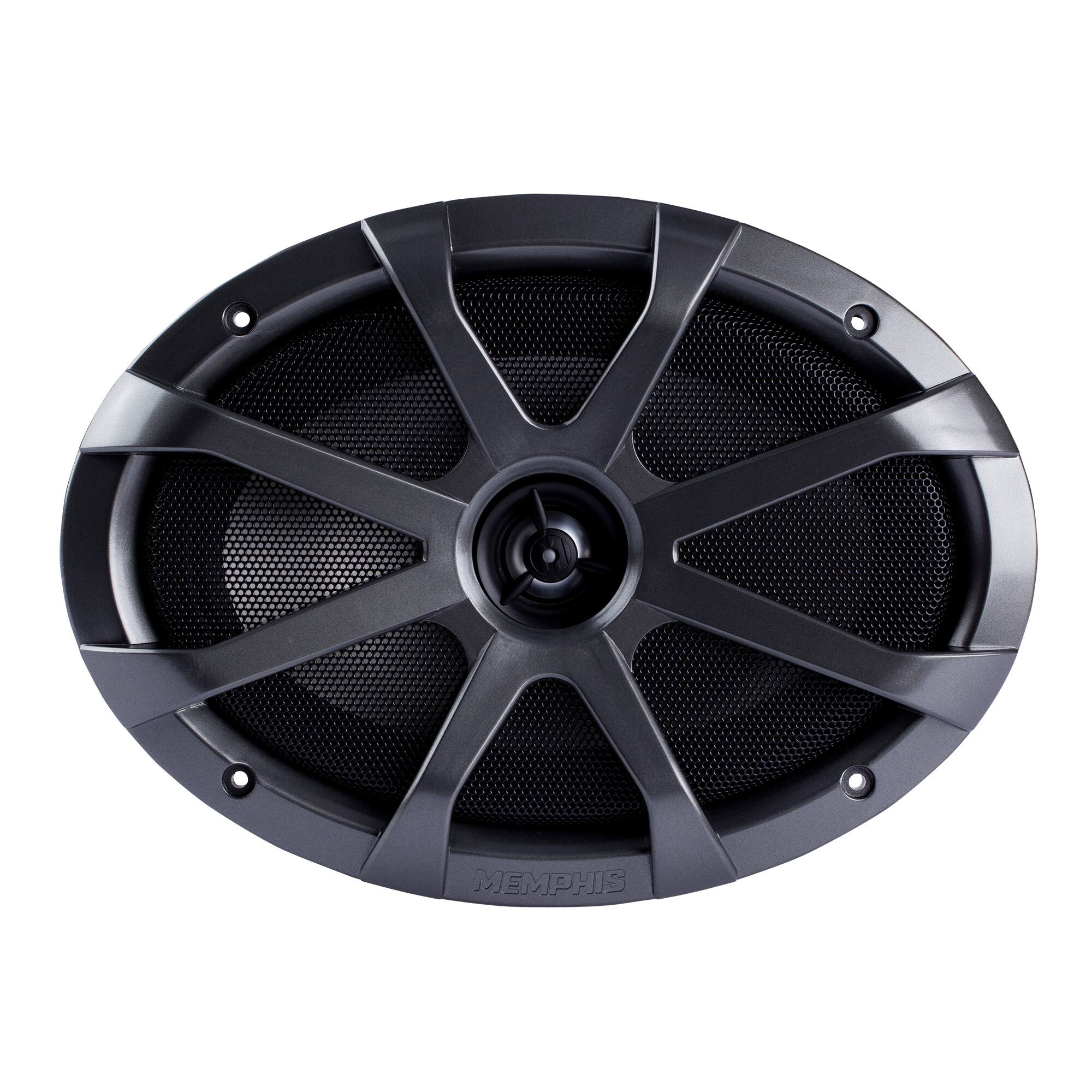 Alt View 5. Memphis Car Audio - Memphis Audio 6x9 LED Marine Coaxial Speakers - 1 Pair (2 Units) - OEM Upgrade Pack MXA69L With Metal Gray Grilles - Black/Gray.