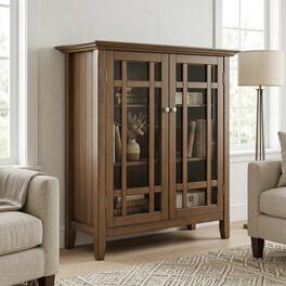 Simpli Home - Bedford Solid Wood 39 inch Wide Transitional Medium Storage Cabinet - Rustic Natural Aged Brown