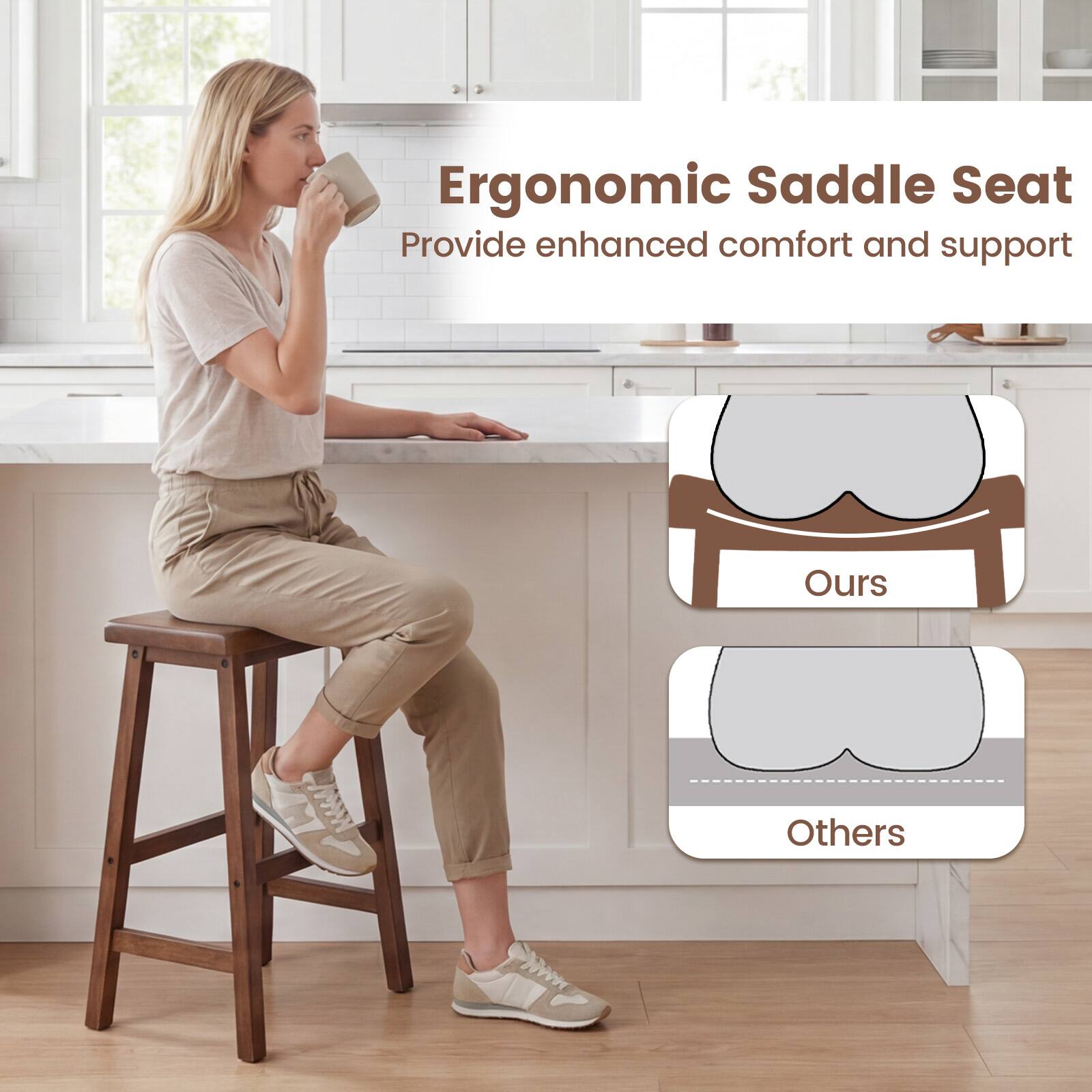 Ergonomic Saddle Seat  
Provide enhanced comfort and support  

Ours  
Others