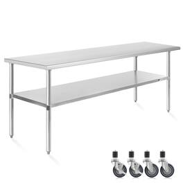 KUTLER - NSF Commercial Stainless Steel Prep and Work Table with Wheels - Silver