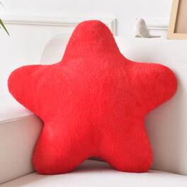 Paradigms Interiors - Star Pillow Decorative Throw Pillows For Bed Couch 15 Shaped Plush Floor Cushions Room Decor With Soft Faux - Red-19.6" x 19.6"