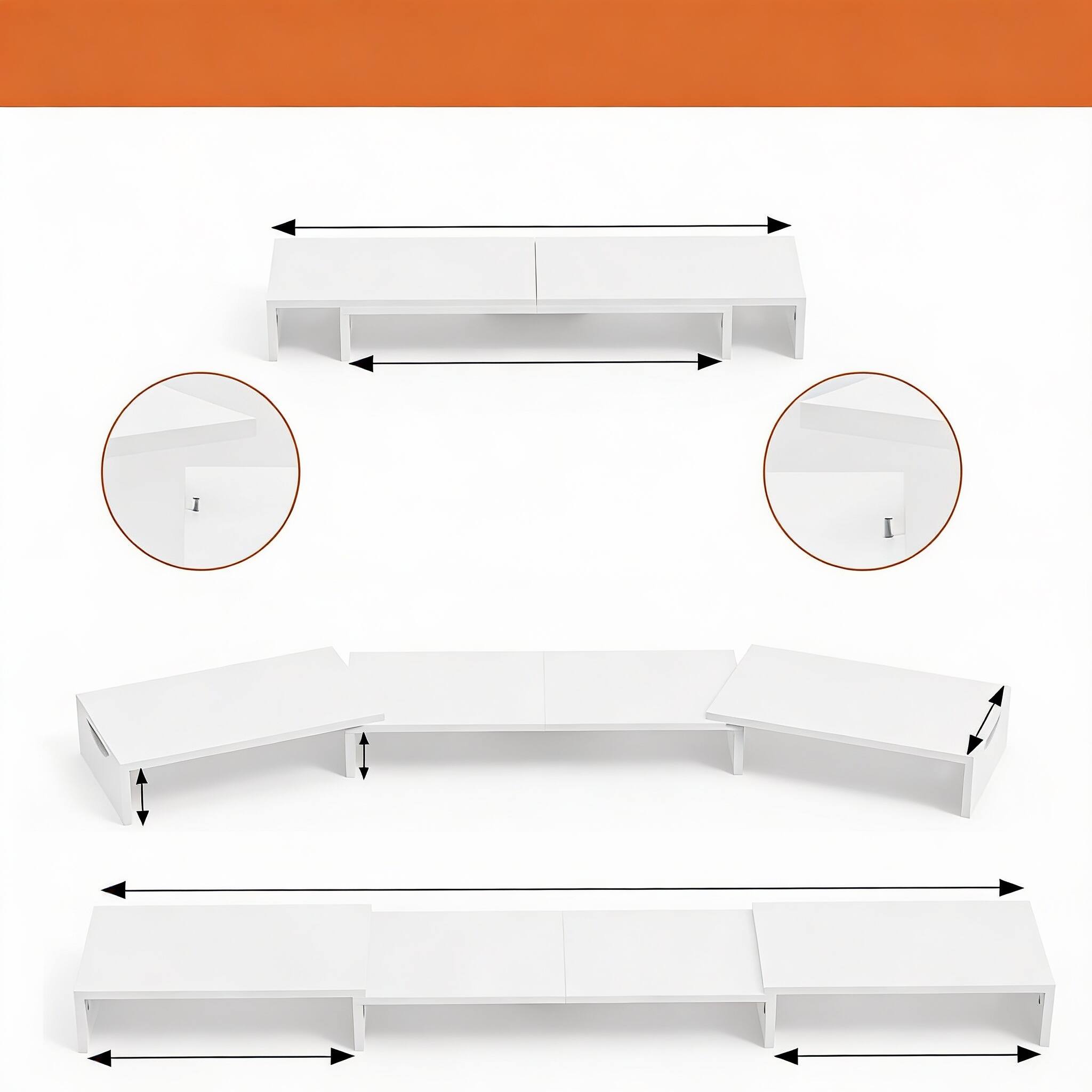 Alt View 1. Frangdom - Triple Monitor Stand Riser Adjustable Length Angle - Black.