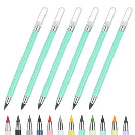 Unique Bargains - Eternal Pencil, 6pcs Mech Sharpened Metal Pencils Set for Coloring, Sketch Drawing, Writing - Green