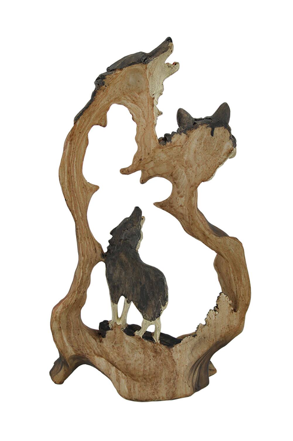 Alt View 2. Zeckos - Howling Mountain Wolves Cutout Statue - Multicolored.