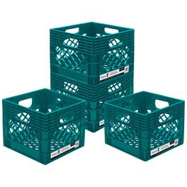 ORGANIZE-IT! - Storage Milk Crate, Heavy-Duty Versatile Organizers, 4 Pack - Teal
