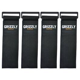 Grizzly Supply - 12" Hook and Loop Stretch Strap 4/pk - Black