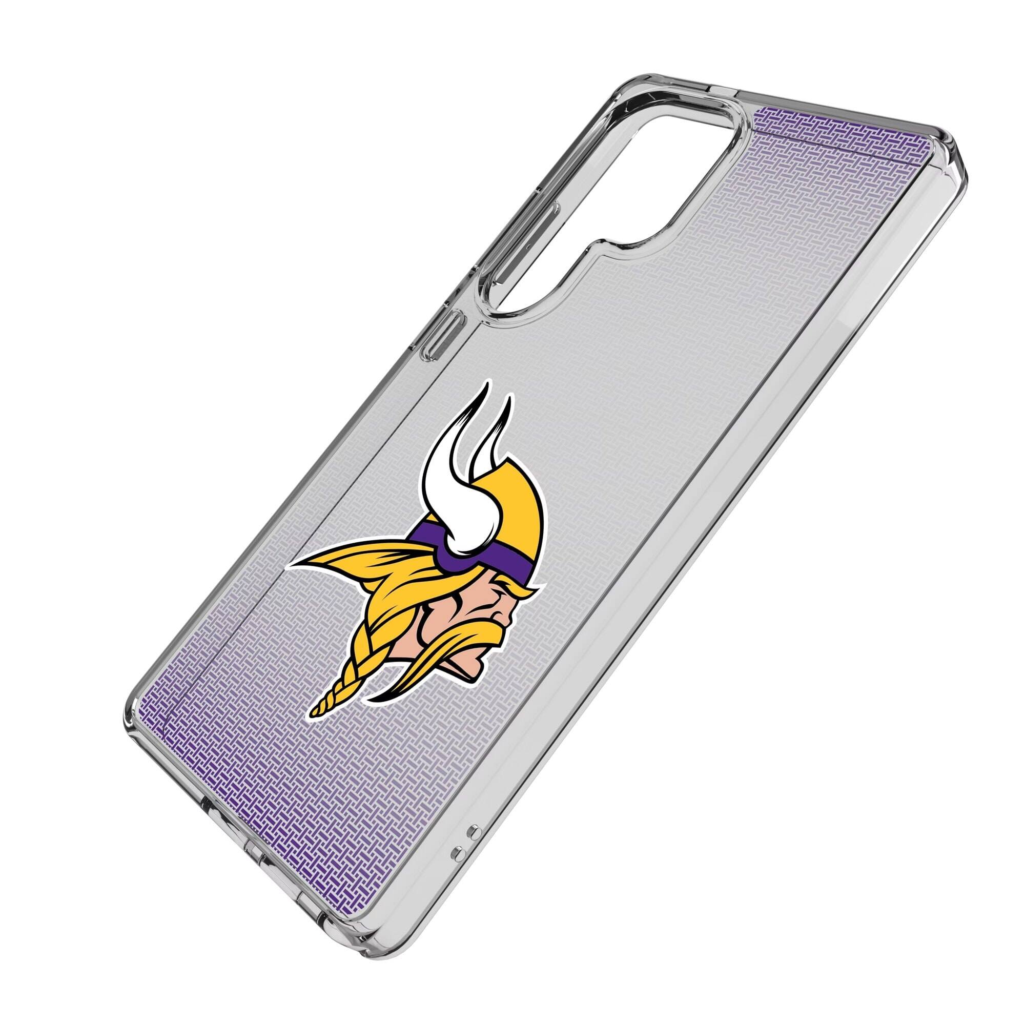 Alt View 1. Keyscaper - Minnesota Vikings Linen Logo Galaxy Clear Case - S24 - Multicolor.
