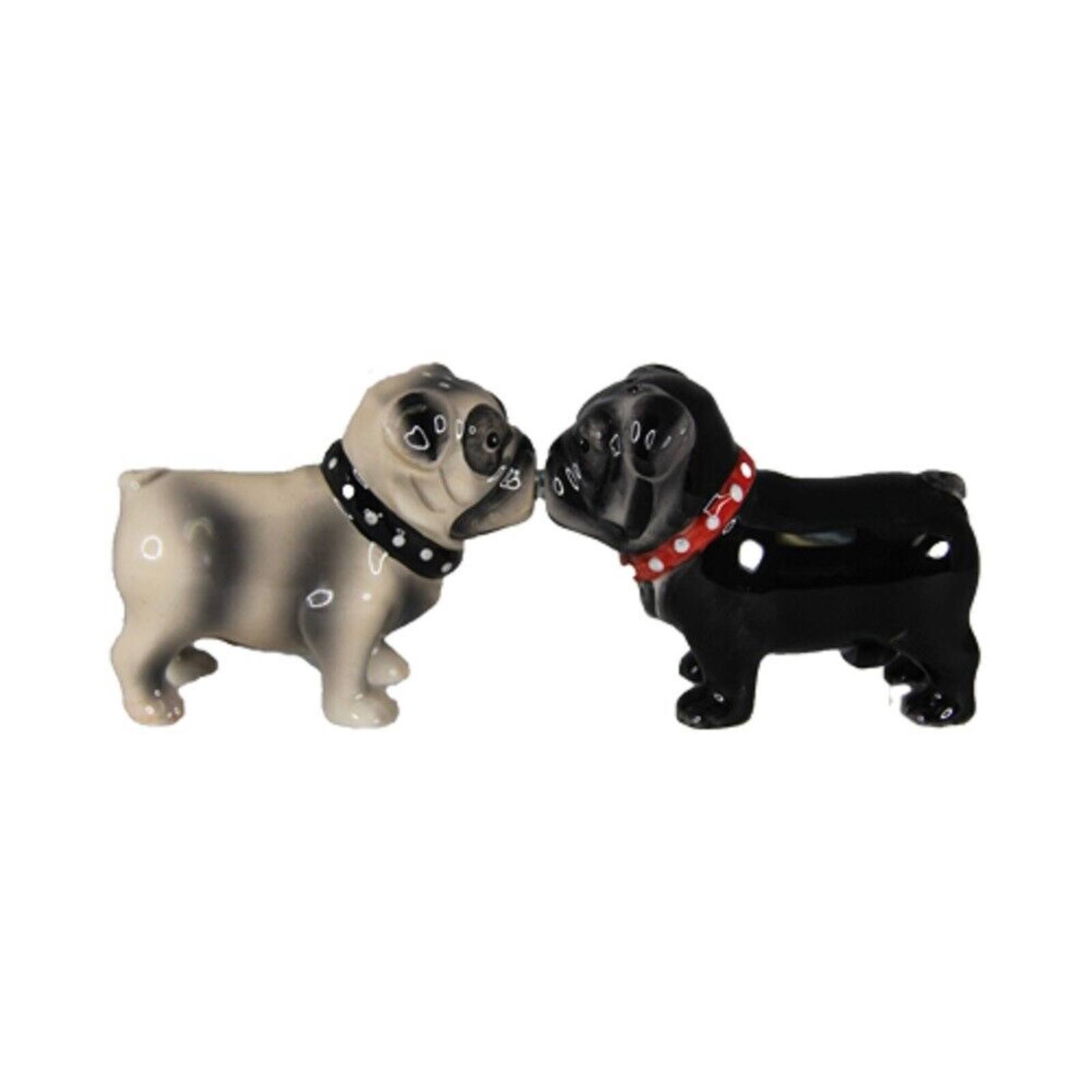 Angle. Pacific Trading - Puppy Little Love Pug Ceramic Magnetic Salt and Pepper Shakers - Multicolor.