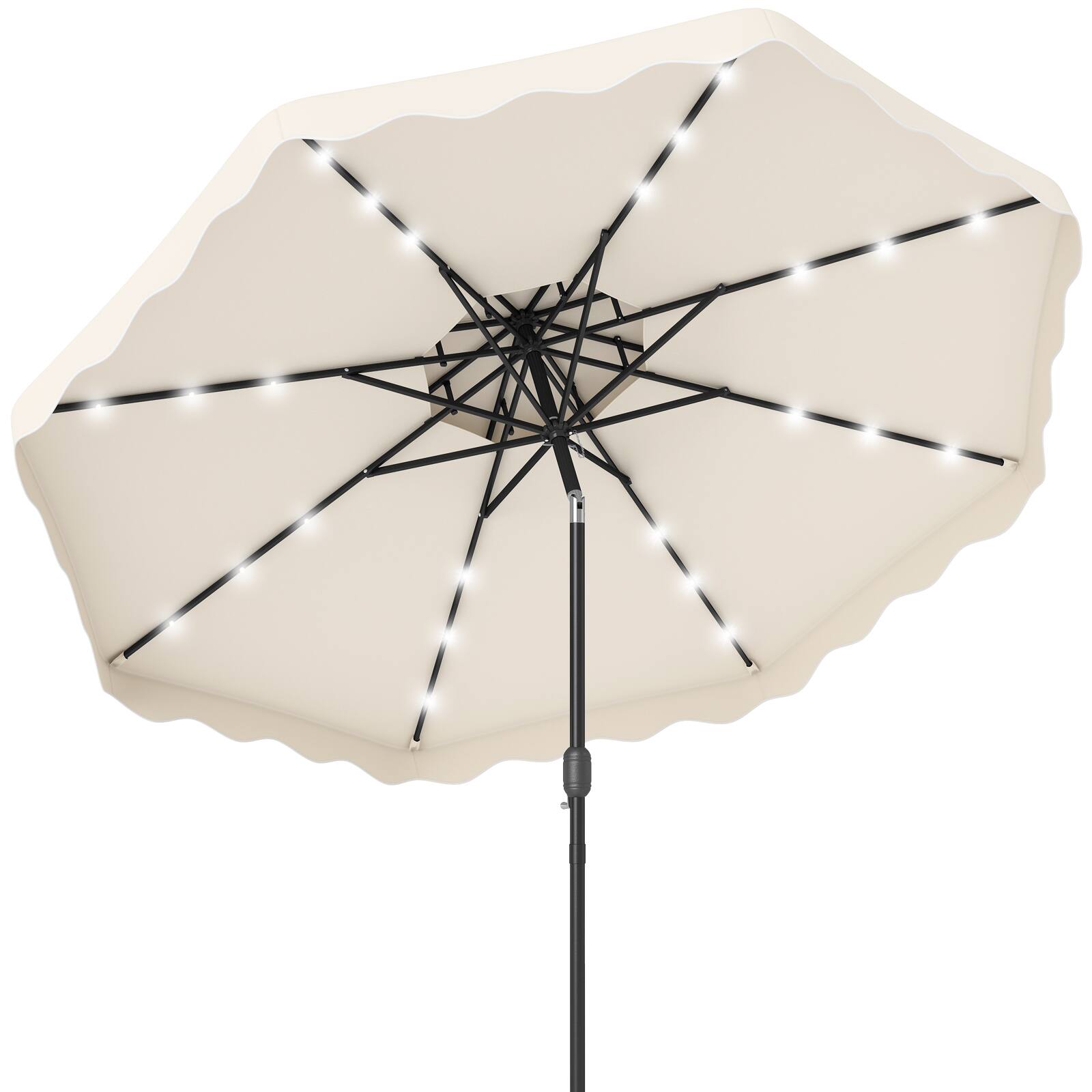 Alt View 8. Gymax - Gymax 9 FT Solar LED Outdoor Umbrella Push-Button Tilt & Crank 24 LED Lights & 8 Ribs Beige - Beige.