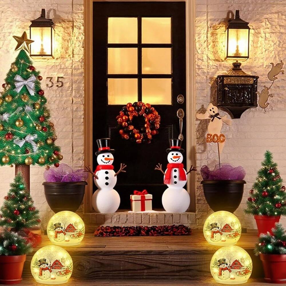 Alt View 1. RTMB - 4" Snowman Glass Globe Lamps, 2-Pack, LED, Battery Operated - Number of Items: 2 Style: Snowman.