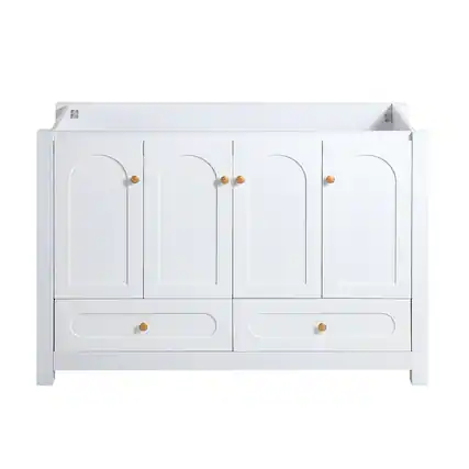 Front. Boyel Living - 48 Inch White Bathroom Vanity Abundant Storage 4 Soft Close Doors 2 Drawers Bathroom Cabinet Without Ceramic Basin - White.