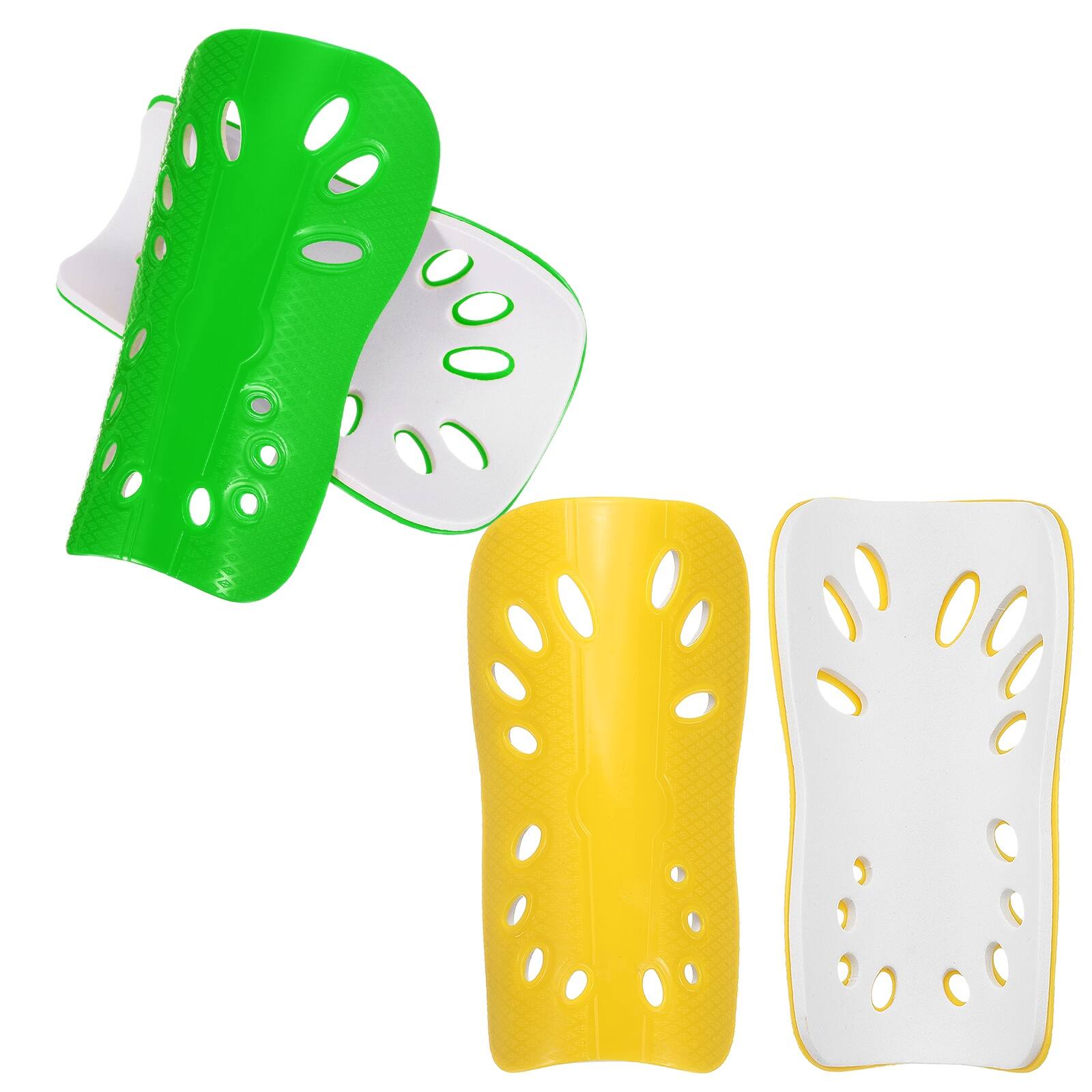 Front. Unique Bargains - Soccer Shin Guards, Shin Pads - For Youth Adults Women Men Football Training, 2 Pairs & L Size - Yellow/Green.