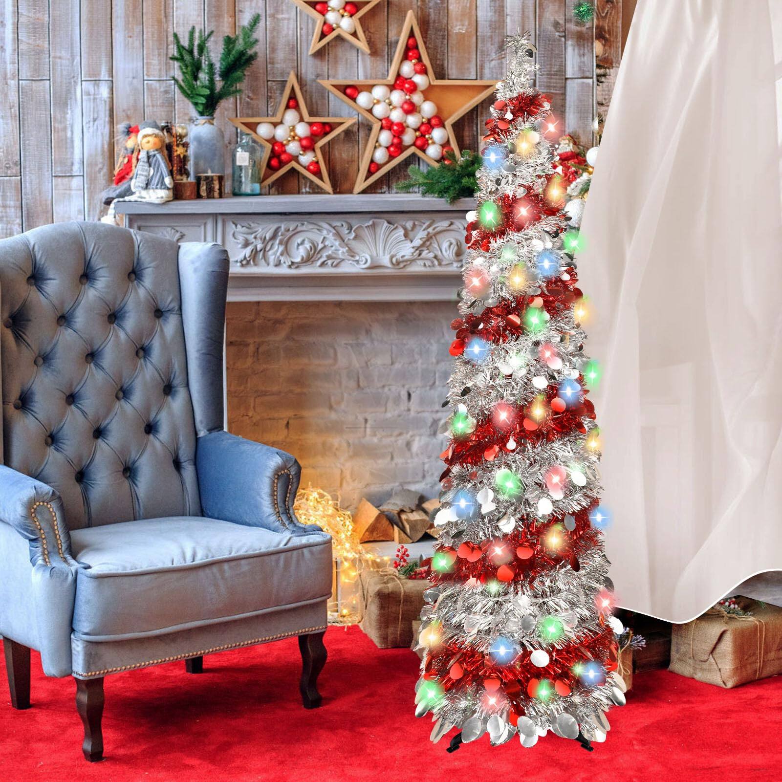 Alt View 5. TECH SAFARI - Christmas Trees With Collapsible Artificial Sequin Pop Up Tree Tinsel Pencil For Home Holiday Fireplace Party... - Default.