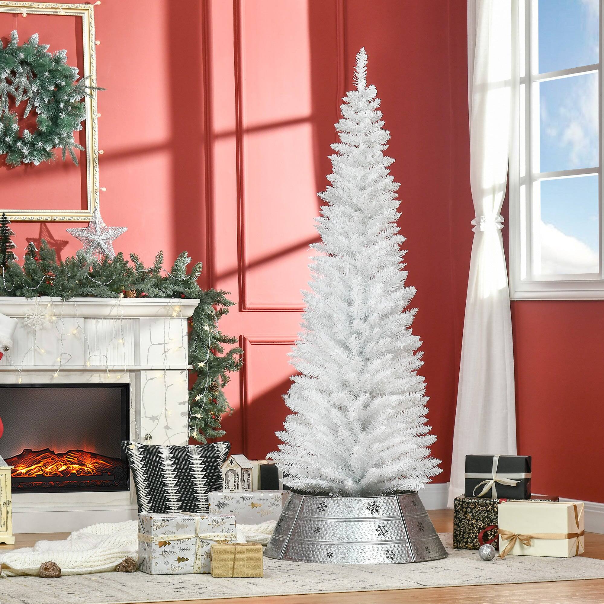 Alt View 5. Hivvago - 6 ft Artificial Pencil Christmas Tree - White.