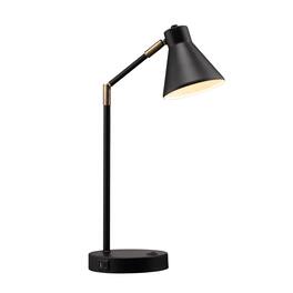Dazzed Corner - LED Desk Lamp with Dual USB Ports, Metal Body & 270° Swivel Arms - Black