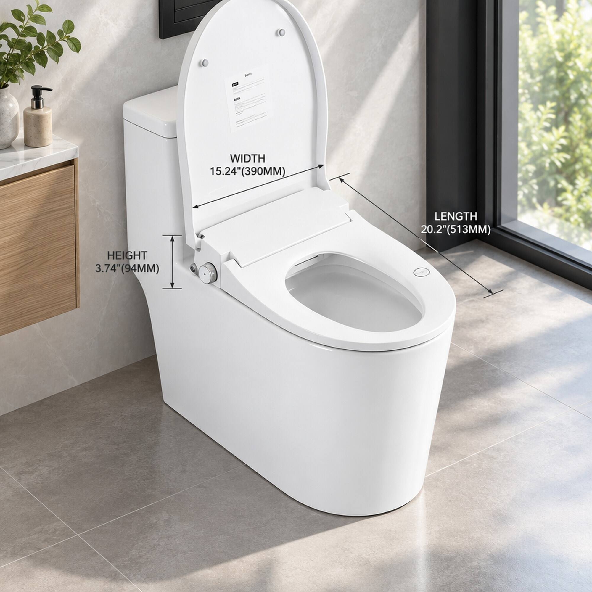 WIDTH 15.24"(390MM)  
LENGTH 20.2"(513MM)  
HEIGHT 3.74"(94MM)