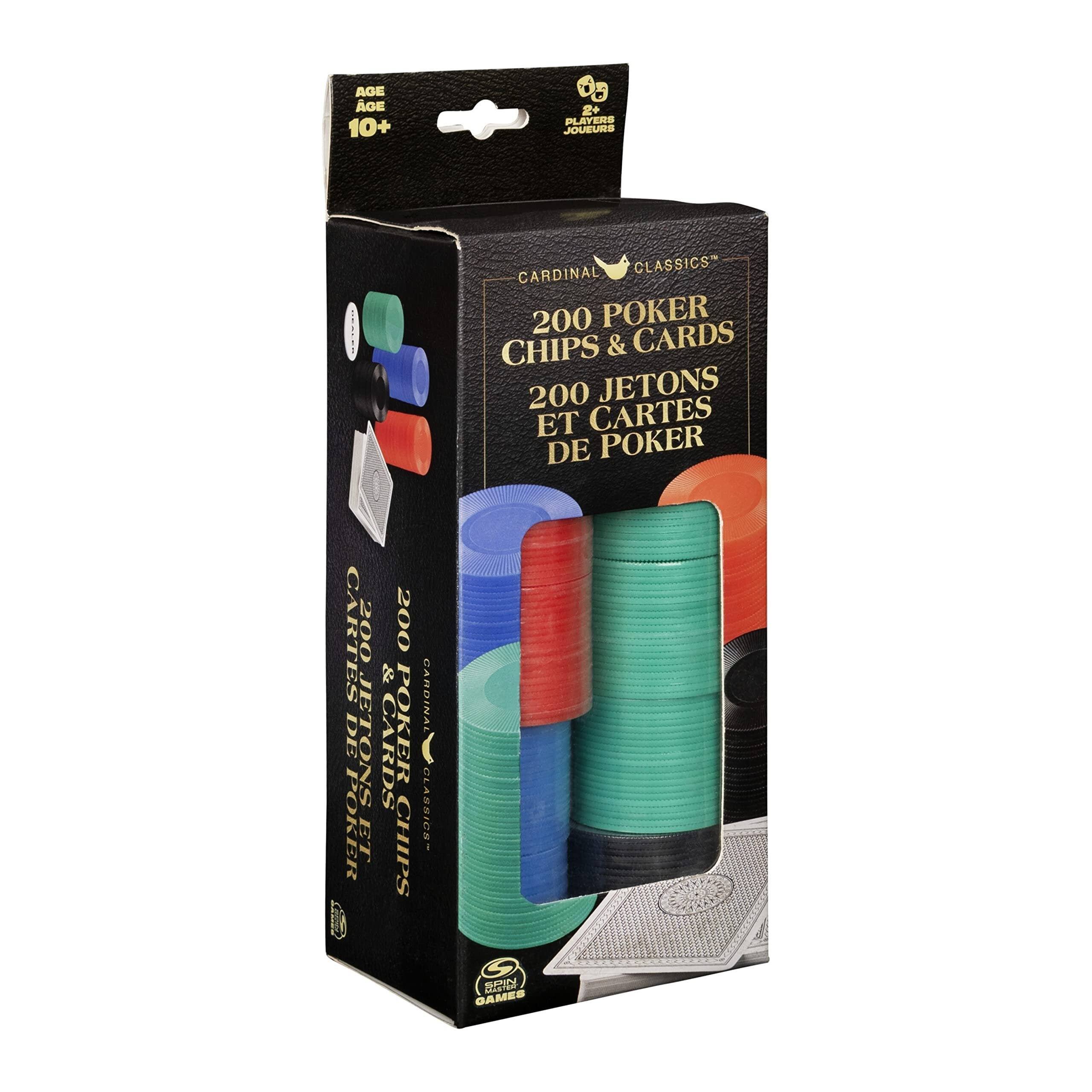 AGE 10+  
2+ PLAYERS  
CARDINAL CLASSICS  
200 POKER CHIPS & CARDS  
200 JETONS ET CARTES DE POKER  
200 CARTES DE POKER ET JETONS  
SPIN GAMES