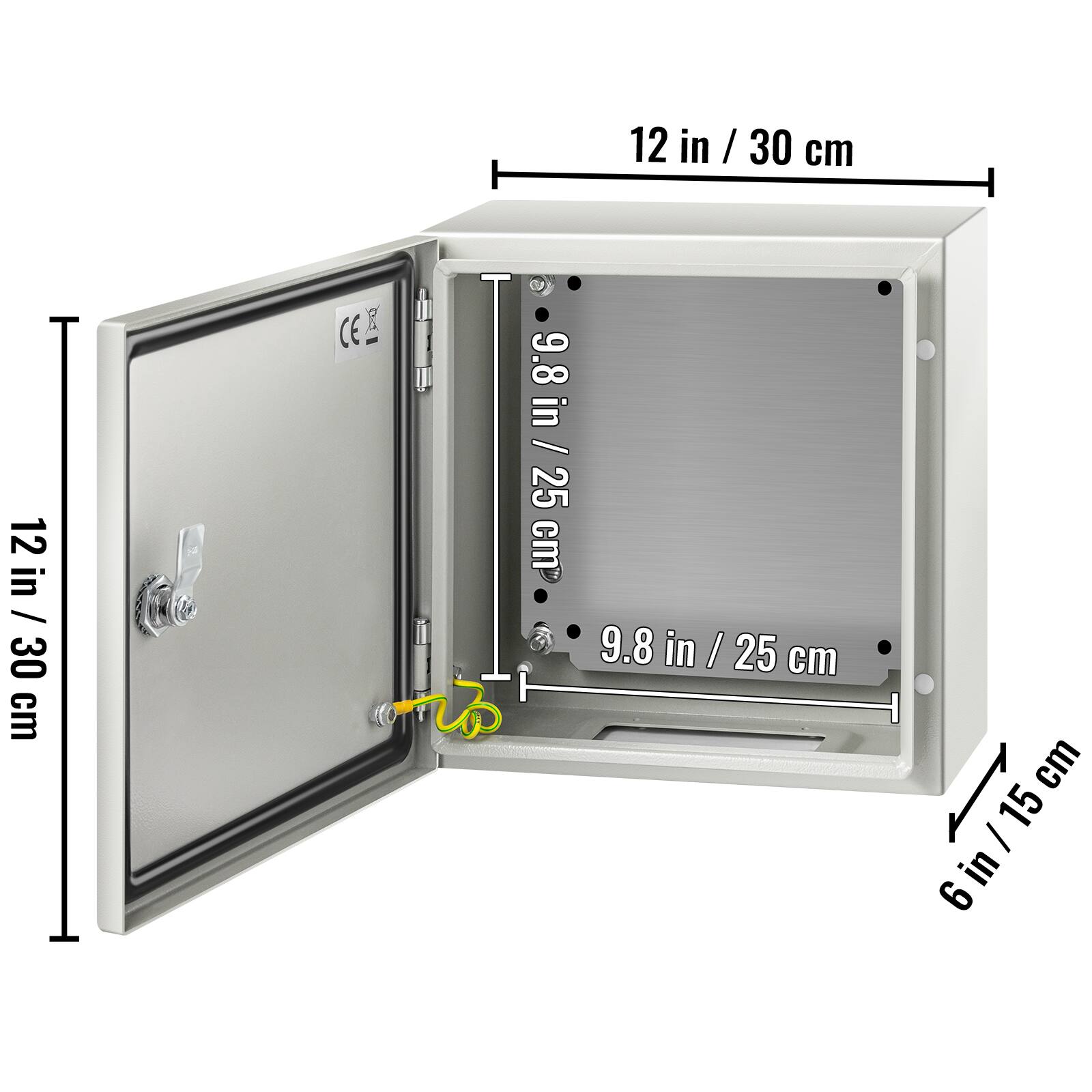 12 in / 30 cm  
9.8 in / 25 cm  
6 in / 15 cm