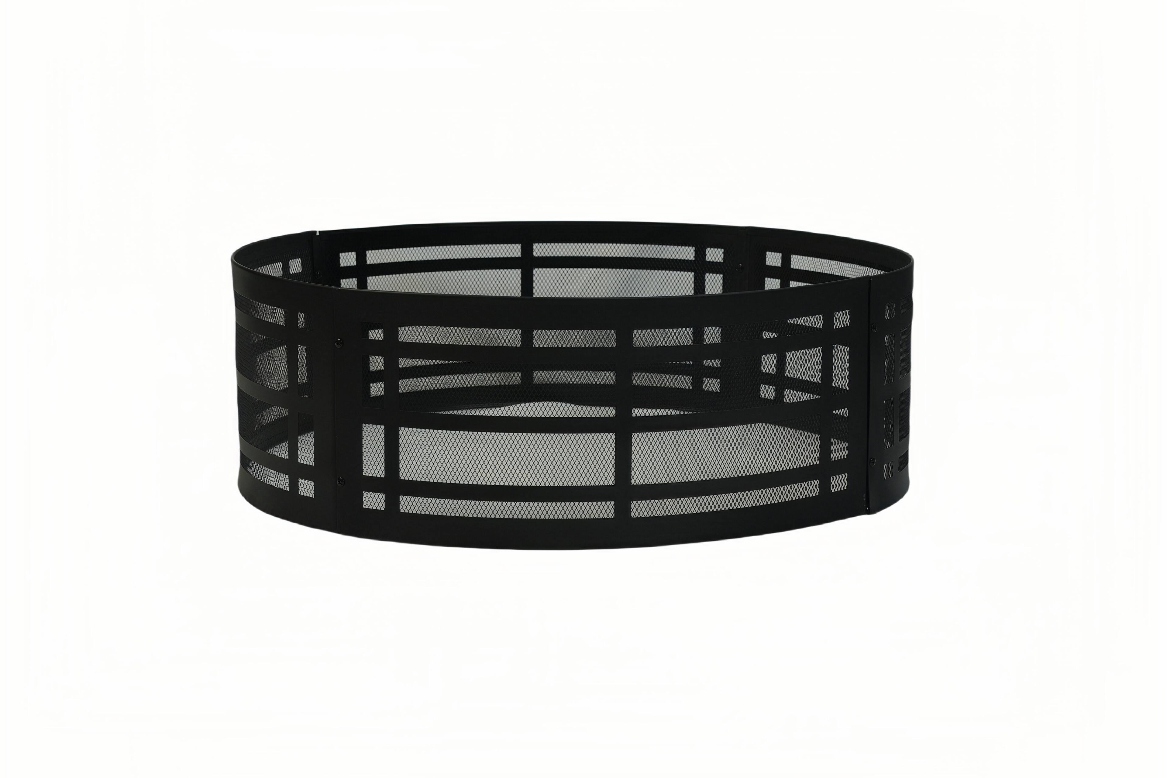 Alt View 1. Bestier - 36” Lattice Fire Ring, Round Outdoor Fire Pit Ring with Spark Guard, Steel Construction.