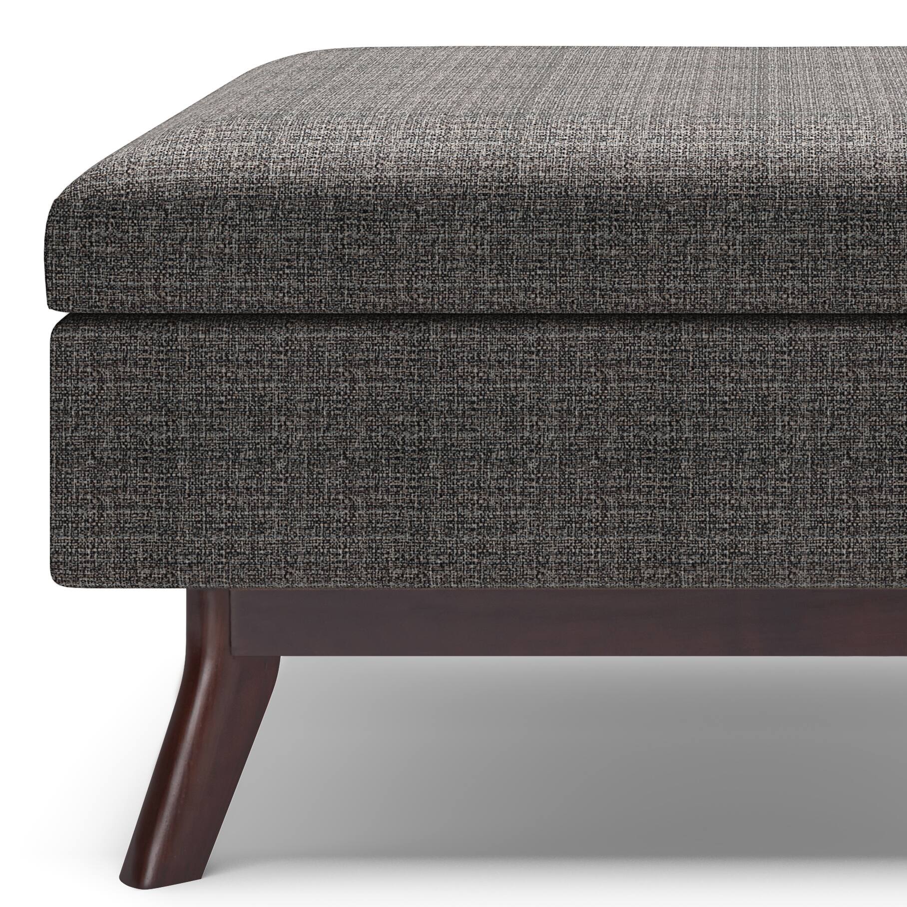 Back. Tiramisubest - Solid Wood Coffee Table Storage Ottoman in Ebony Tweed with Safety Hinge - Gray.