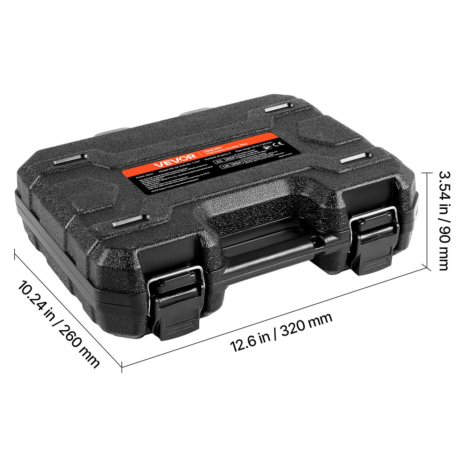 10.24 in / 260 mm  
12.6 in / 320 mm  
3.54 in / 90 mm