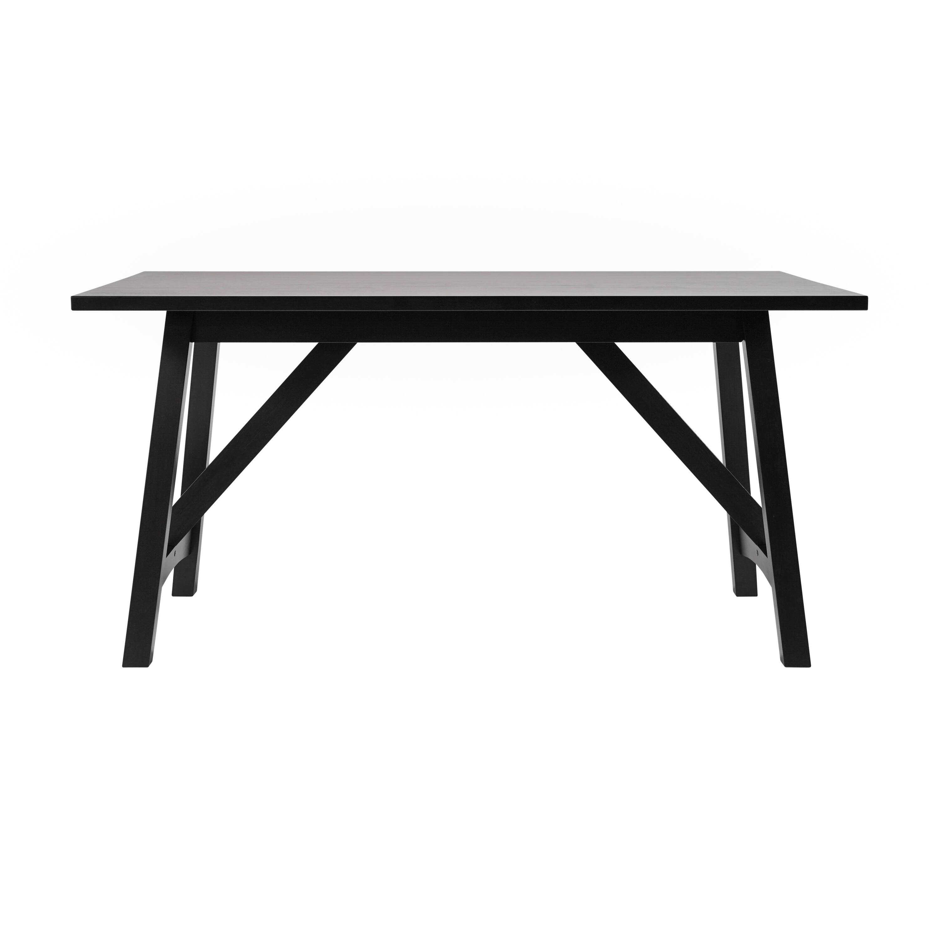 Angle. Flash Furniture - Everly 60" Solid Wood Trestle Base Dining Table, Farmhouse Style Commercial Grade Table with Seating for 6, Black Finish - Black.