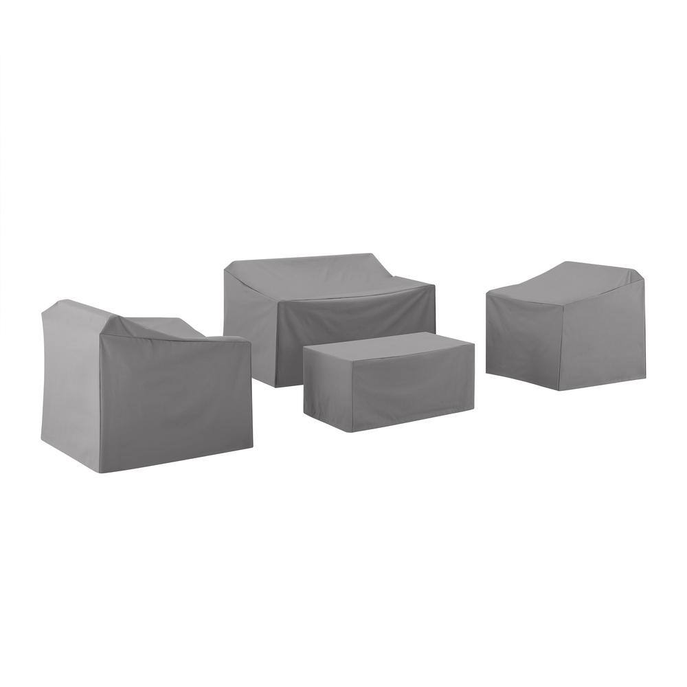 Left. Crosley Furniture - 4Pc Outdoor Furniture Cover Set - Loveseat - Gray.