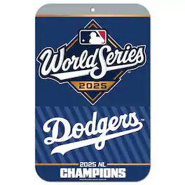 WinCraft - Los Angeles Dodgers 2025 National League Champions 11" x 17" Styrene Sign - Multicolor
