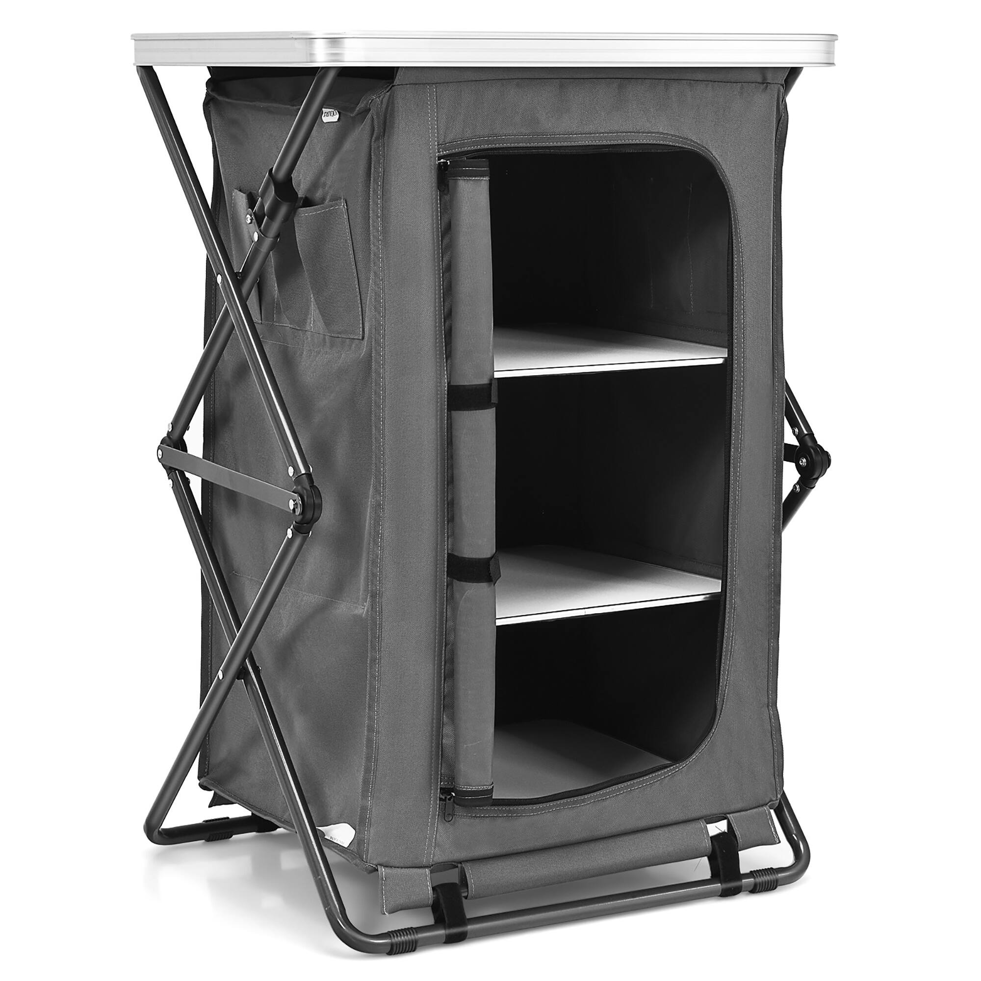 Alt View 18. Costway - Folding Pop-Up Cupboard Compact Camping Storage Cabinet w/ Bag Medium Size - Grey.