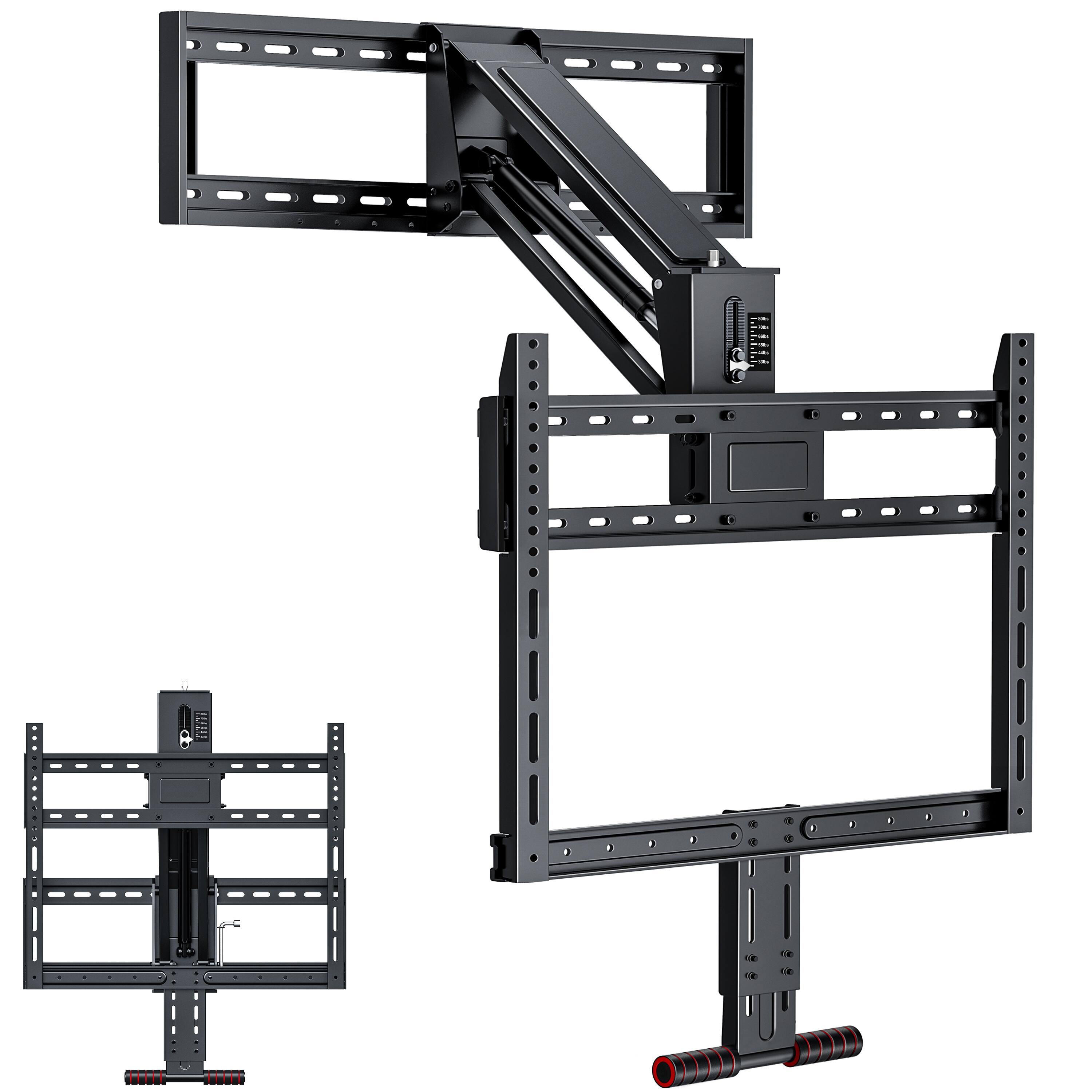 Front. X-assembly - Fireplace Pull Down TV Mount over Fireplace with Height Adjust for Most 43" - 80" TVs, Max VESA 600x400mm, up to 80lbs - Black.