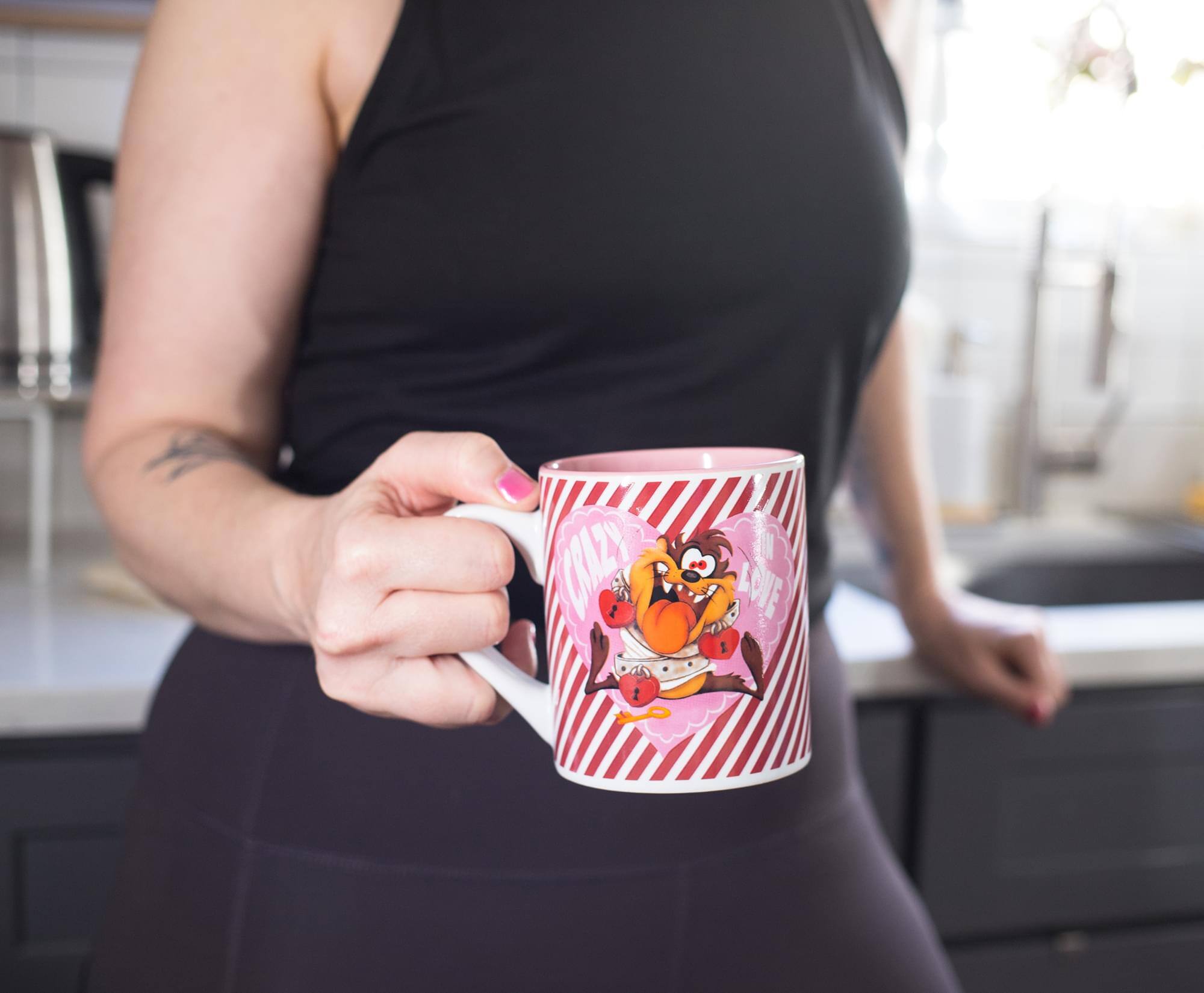 Alt View 2. Silver Buffalo - Looney Tunes Taz "Crazy In Love" Ceramic Mug | Holds 14 Ounces | Toynk Exclusive - Pink.