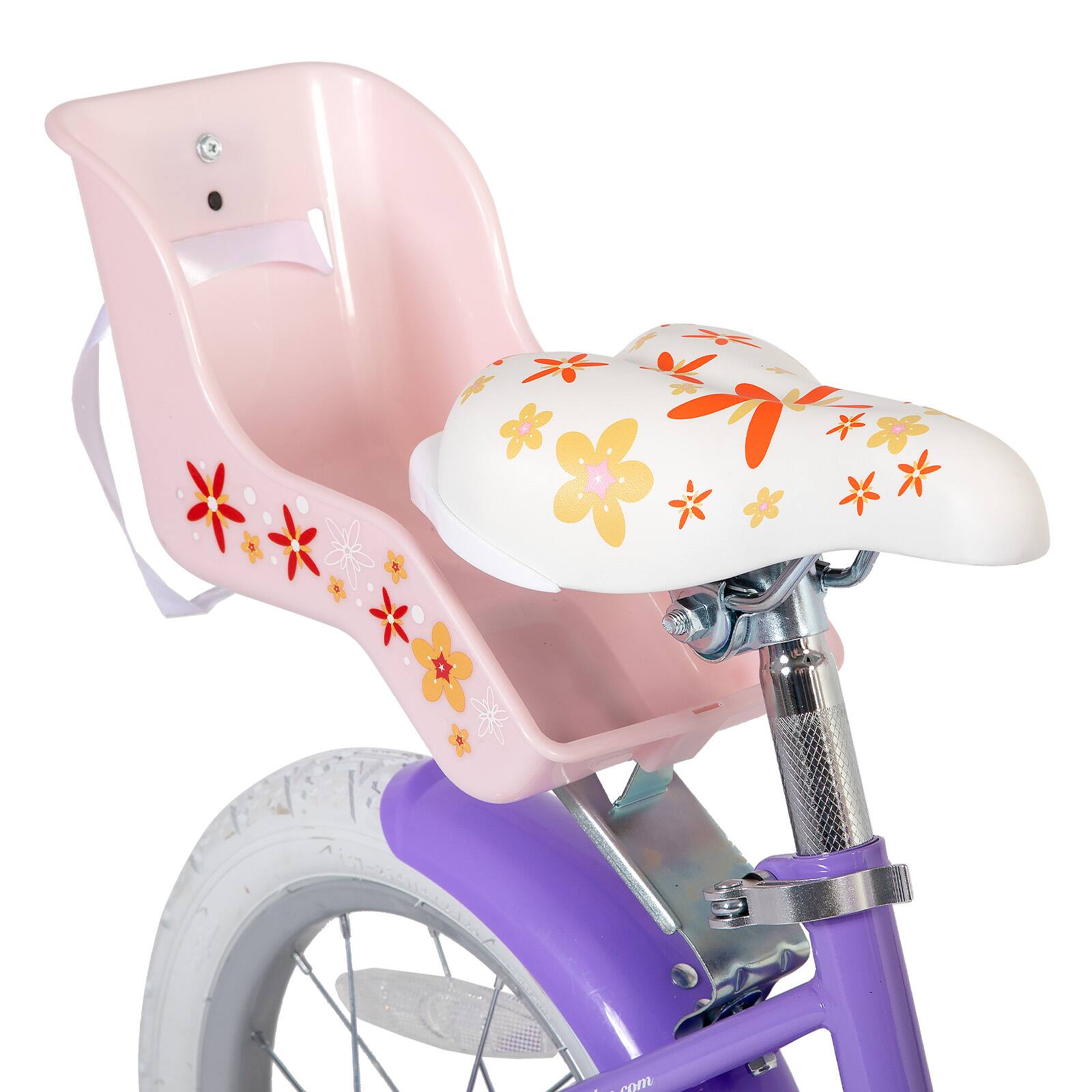 Alt View 5. JOYSTAR - JOYSTAR Unicorn 12 Inch Kids Bike for Girls Ages 2-4, Toddler Bicycles with Training Wheels & Basket, Doll Seat, Purple - Purple.