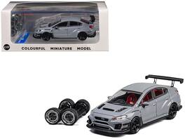 CM Models - Subaru VAB WRX STI S4 Gray with Red Interior with Extra Wheels 1/64 Diecast Model Car by CM Model - Gray and Red