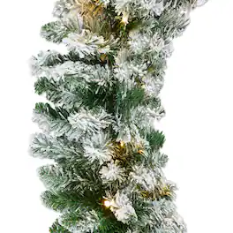 Best Choice Products - 9ft Pre-Lit Flocked Christmas Garland w/ 50 LED Lights - Green/Flocked - Battery