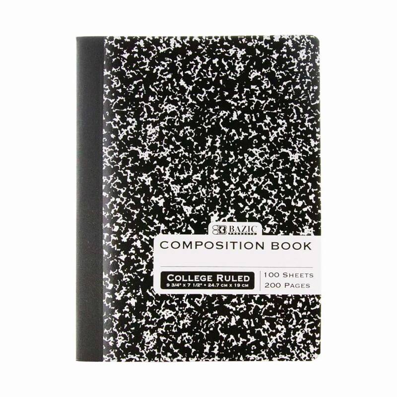 3 BAZIC COMPOSITION BOOK COLLEGE RULED 9 3/4 x 7 1/2 . 24.7 CM x 19 CM 100 SHEETS 200 PAGES